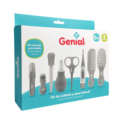 Kit de Cuidado y Aseo para Bebé Genial 8 Piezas – Termómetro, Cepillo, Peine y Accesorios 0+ Meses