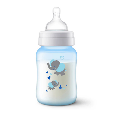 Biberón Para Bebés Anti Colic Decorado Color Azul de 9 Onzas