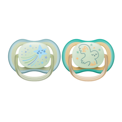 Chupetes Ultra Air Night Time Para Bebés de 0 a 6 Meses - Paquete de 2 Unidades