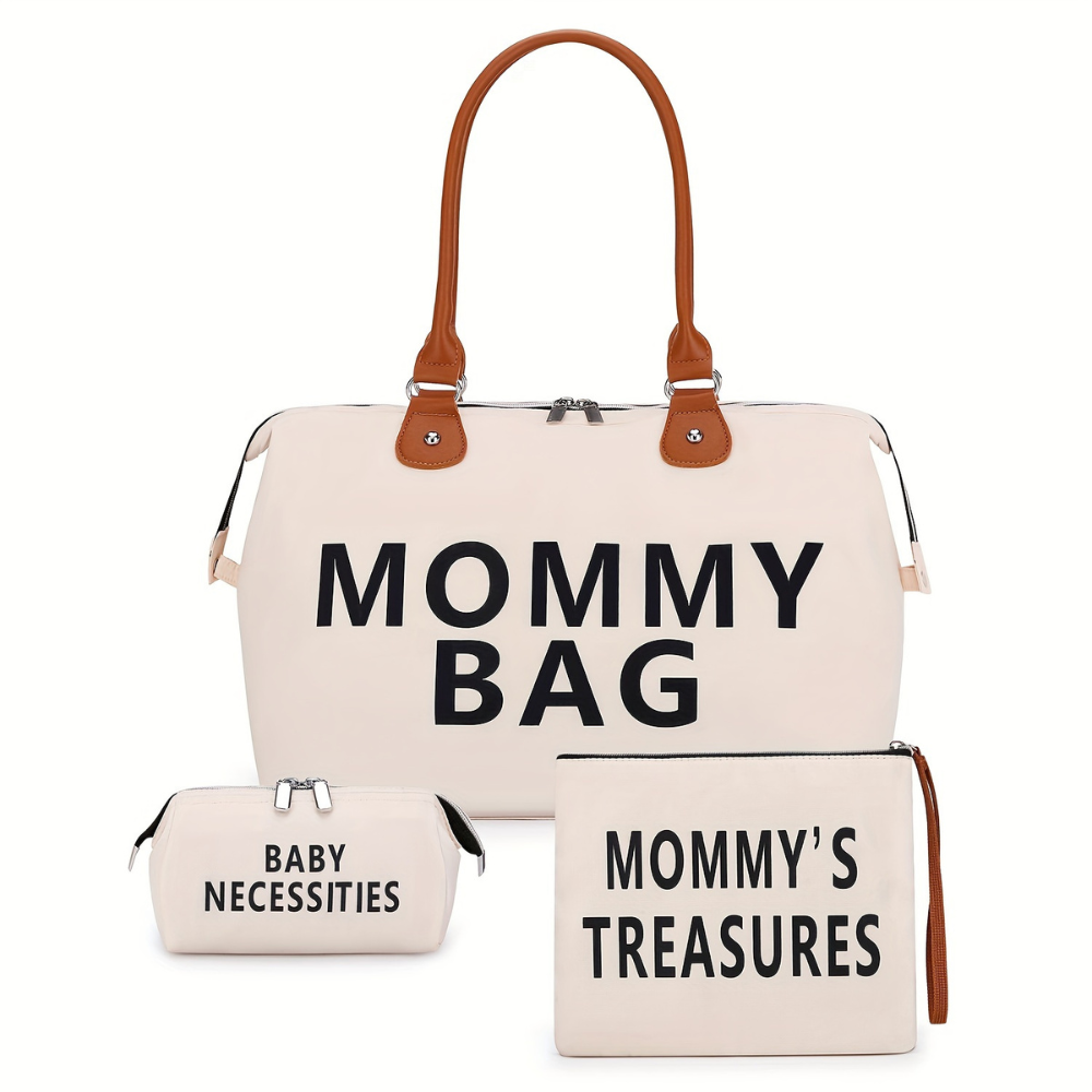 Set Pañalera Mommy Bag 3 Piezas con Bolsos Organizadores – Bolso Maternal de Gran Capacidad para Bebé