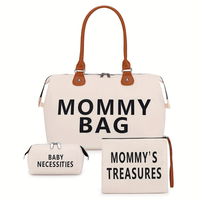 Set Pañalera Mommy Bag 3 Piezas con Bolsos Organizadores – Bolso Maternal de Gran Capacidad para Bebé