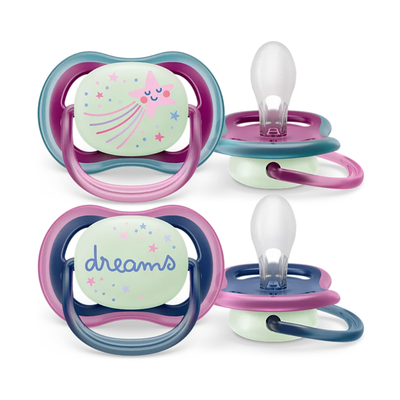 Chupetes Ultra Air Nightime Para Bebé de 6 a 18 Meses - Paquete de 2 Unidades