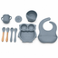 Set de Alimentación para Bebé de Silicona con Plato Búho, Bowl, Vaso, Babero y Cubiertos – Ideal para BLW