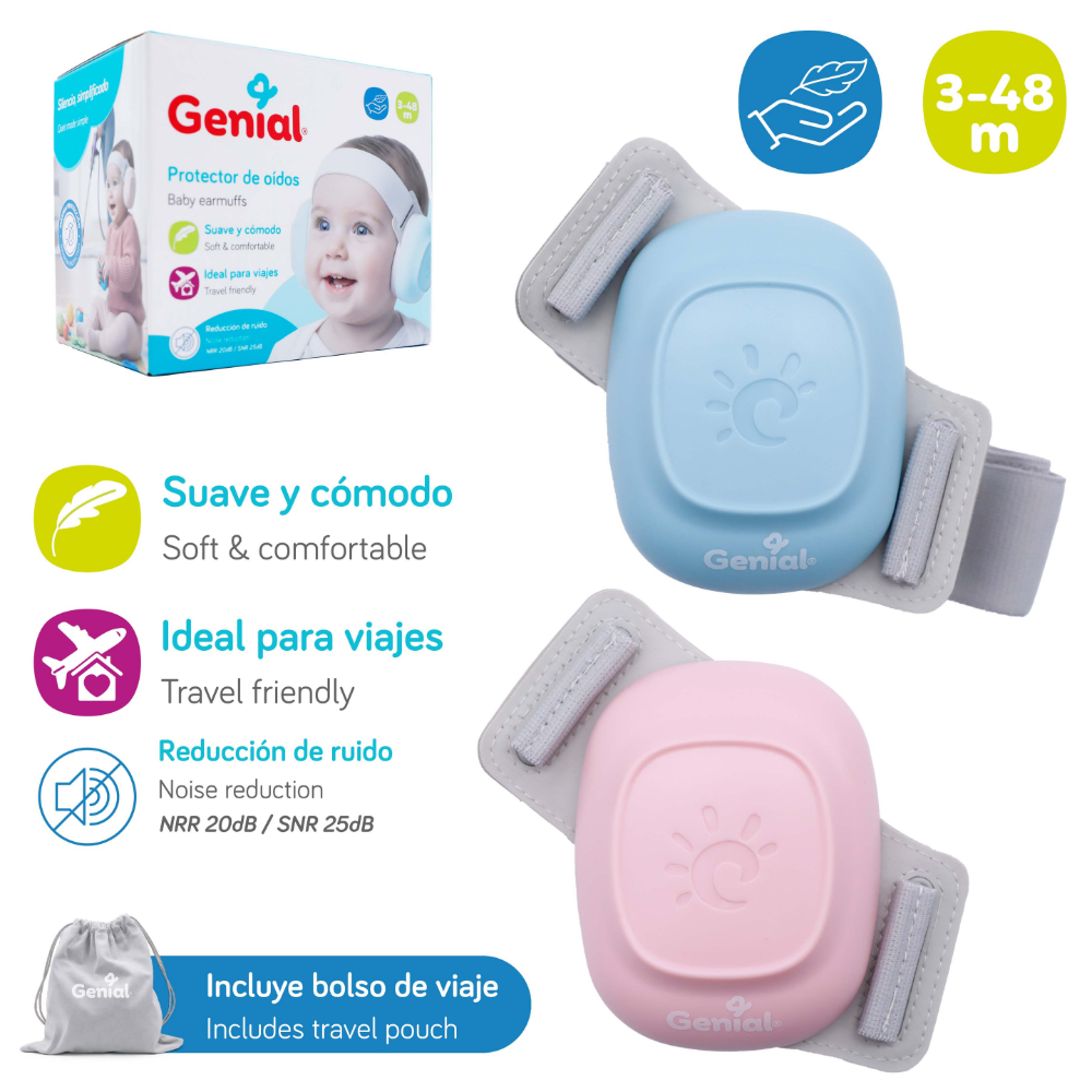 Protector de Oídos Genial para Bebé – Reducción de Ruido NRR 20 dB, Ajustable 3 a 48 Meses