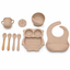 Set de Alimentación para Bebé de Silicona con Plato Búho, Bowl, Vaso, Babero y Cubiertos – Ideal para BLW