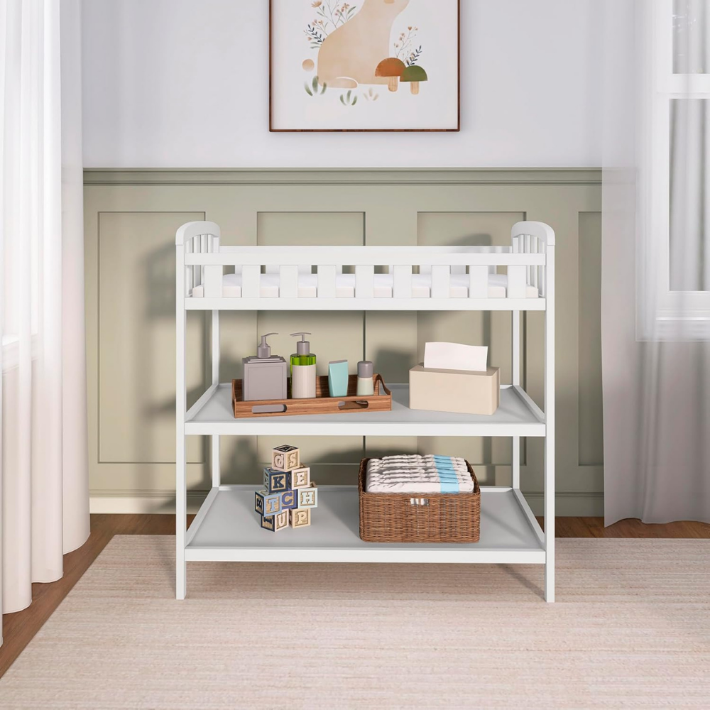 Cambiador para Bebe en Madera de Pino - Blanco