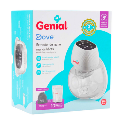 Extractor De Leche Materna Manos Libres Dove - Incluye 10 Bolsas de Almacenamiento y Bolso
