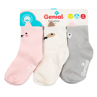 Calcetines Para Bebé Con Suela Antideslizante - Paquete de 3 Unidades