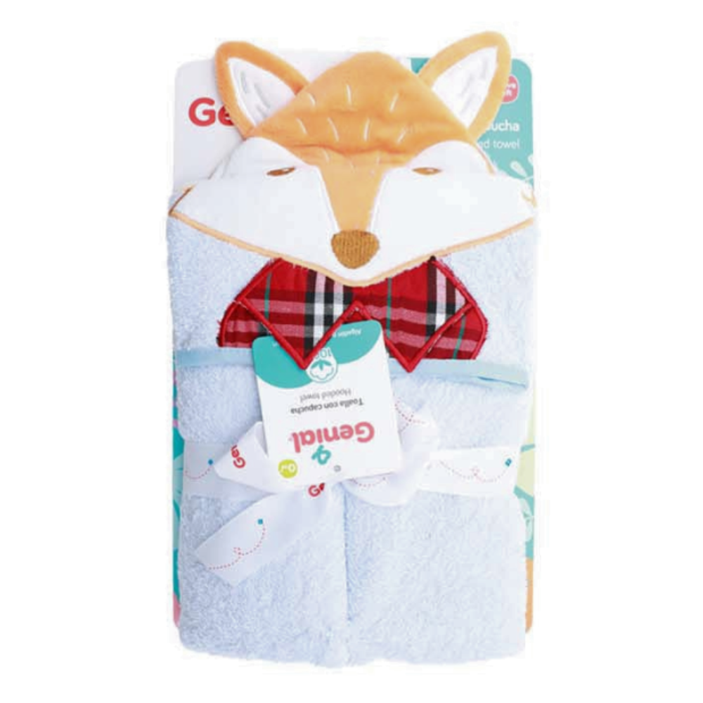 Toalla con Capucha Genial para Bebé 76 × 76 cm – 100% Algodón, Suave y con Diseño de Animales