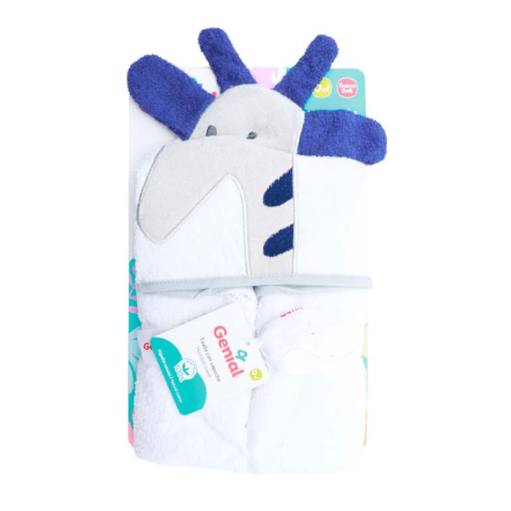 Toalla con Capucha Genial para Bebé 76 × 76 cm – 100% Algodón, Suave y con Diseño de Animales