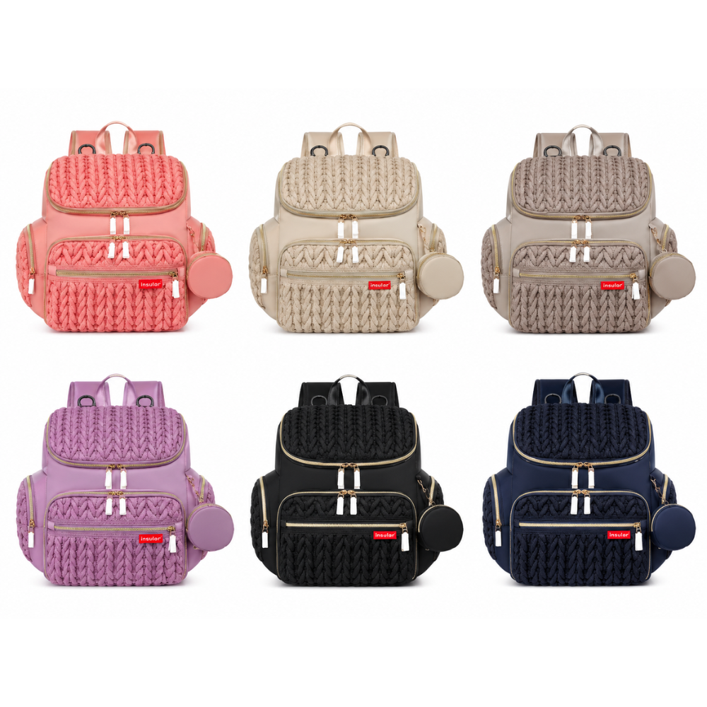 Mochila Pañalera para Bebé de Gran Capacidad con Compartimentos para Biberones y Bolsillos Laterales – 35 x 35 x 19 cm
