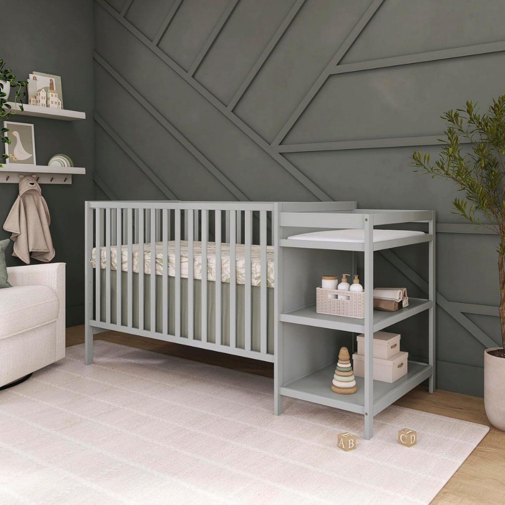 Cuna de Madera Para Bebés 2 en 1 - Cuna y Cambiador - Tamaño 180 x 76 x 91 cm