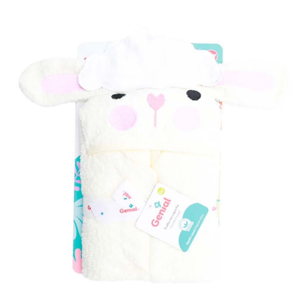 Toalla con Capucha Genial para Bebé 76 × 76 cm – 100% Algodón, Suave y con Diseño de Animales