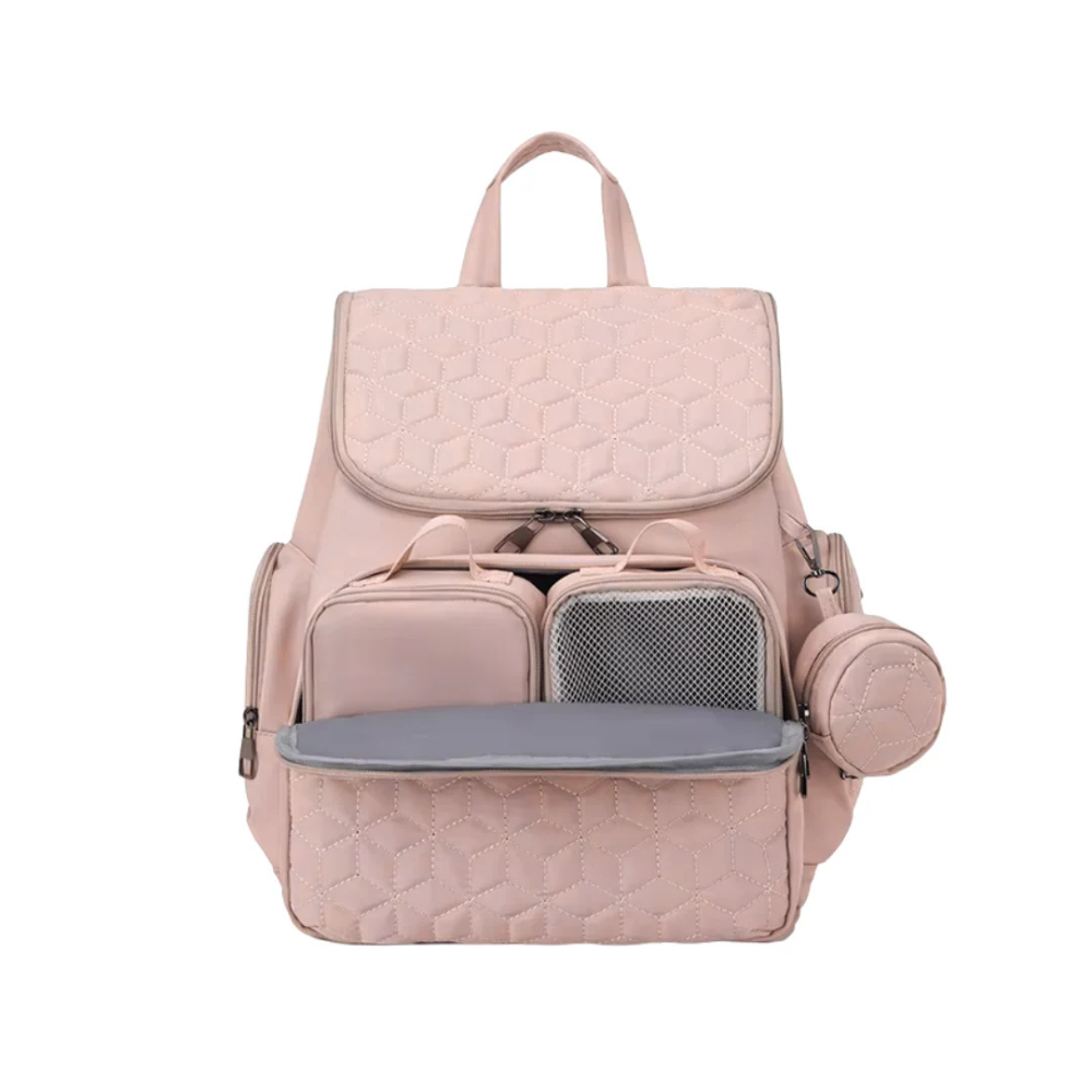 Mochila Pañalera para Bebé de Gran Capacidad con Compartimentos Organizadores, Bolsillos Laterales y Estuche – Mommy Bag