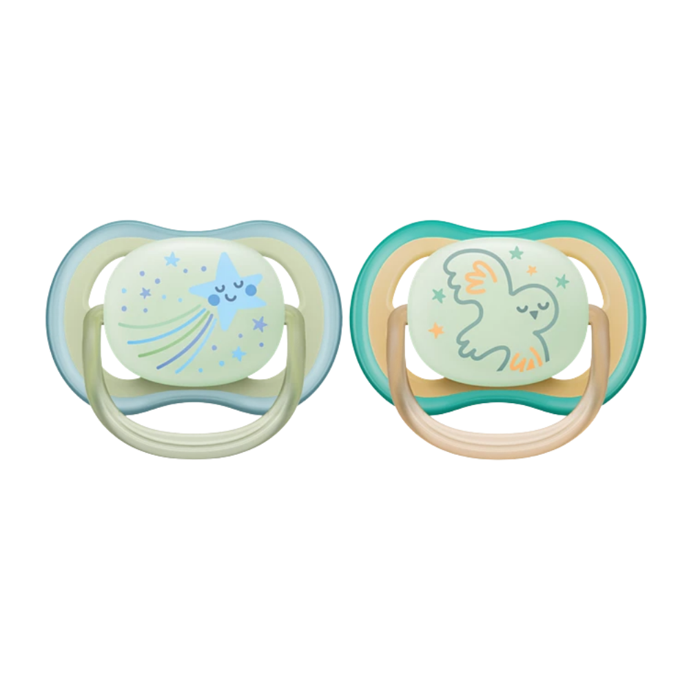 Chupetes Ultra Air Night Time Para Bebés de 0 a 6 Meses - Paquete de 2 Unidades