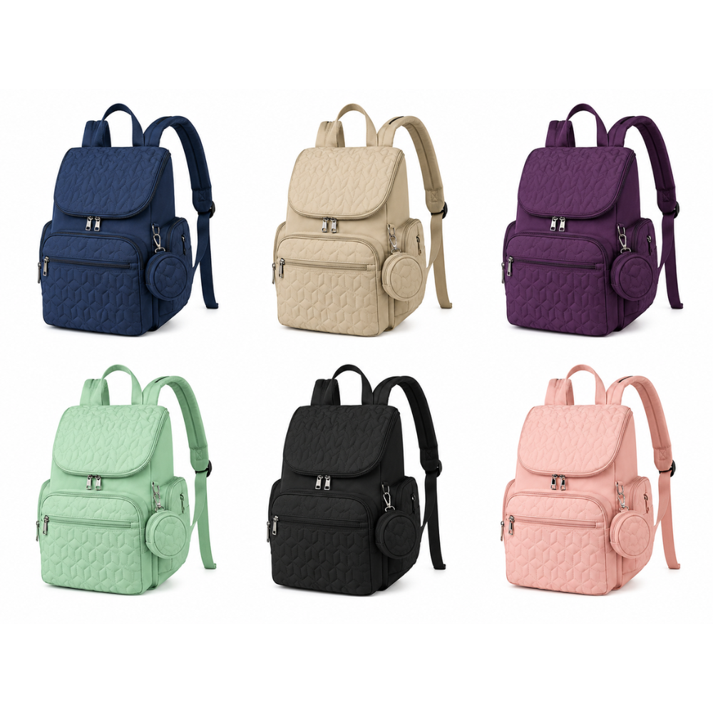 Mochila Pañalera para Bebé de Gran Capacidad con Compartimentos Organizadores, Bolsillos Laterales y Estuche – Mommy Bag