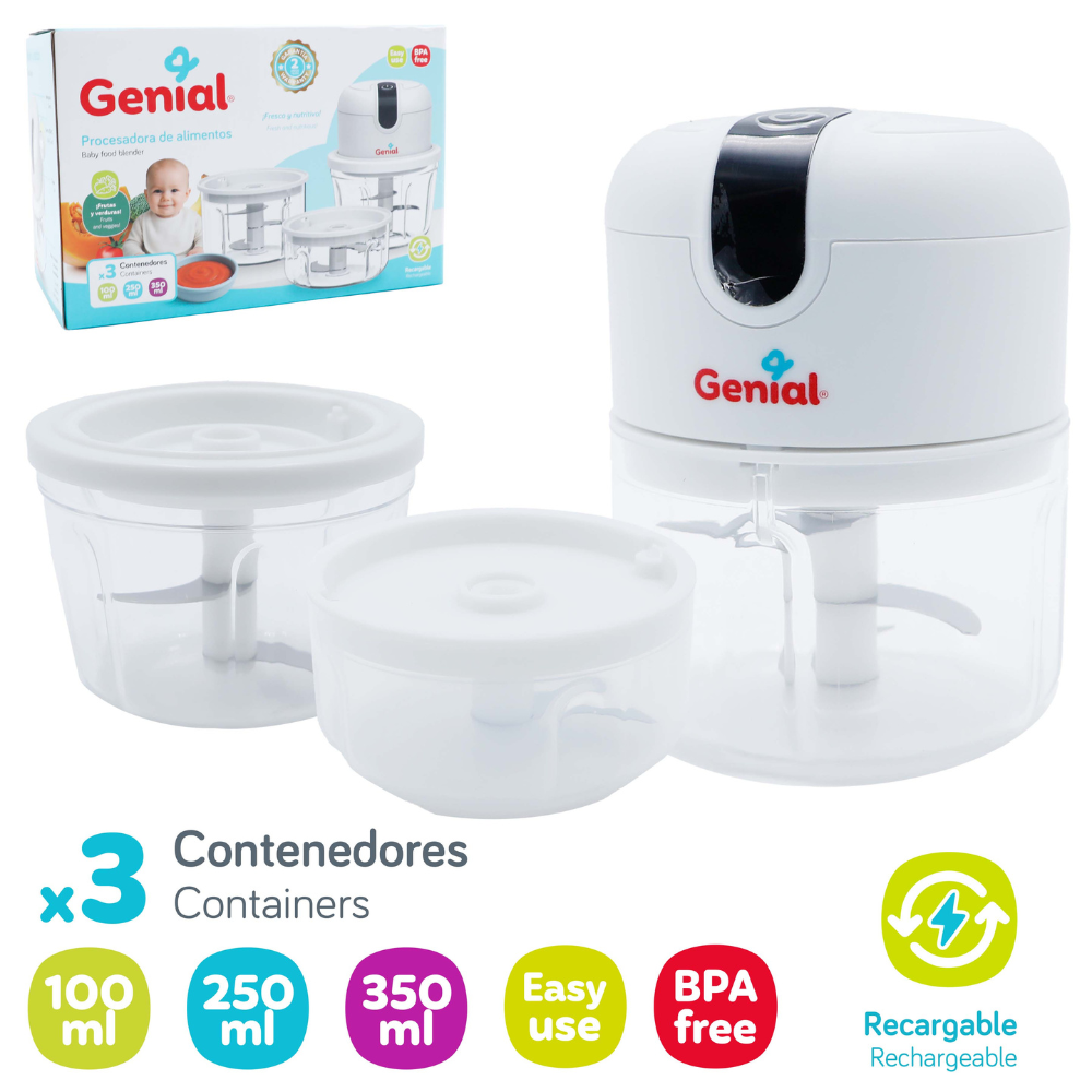 Procesadora de Alimentos para Bebé Genial Recargable – 3 Contenedores, BPA Free