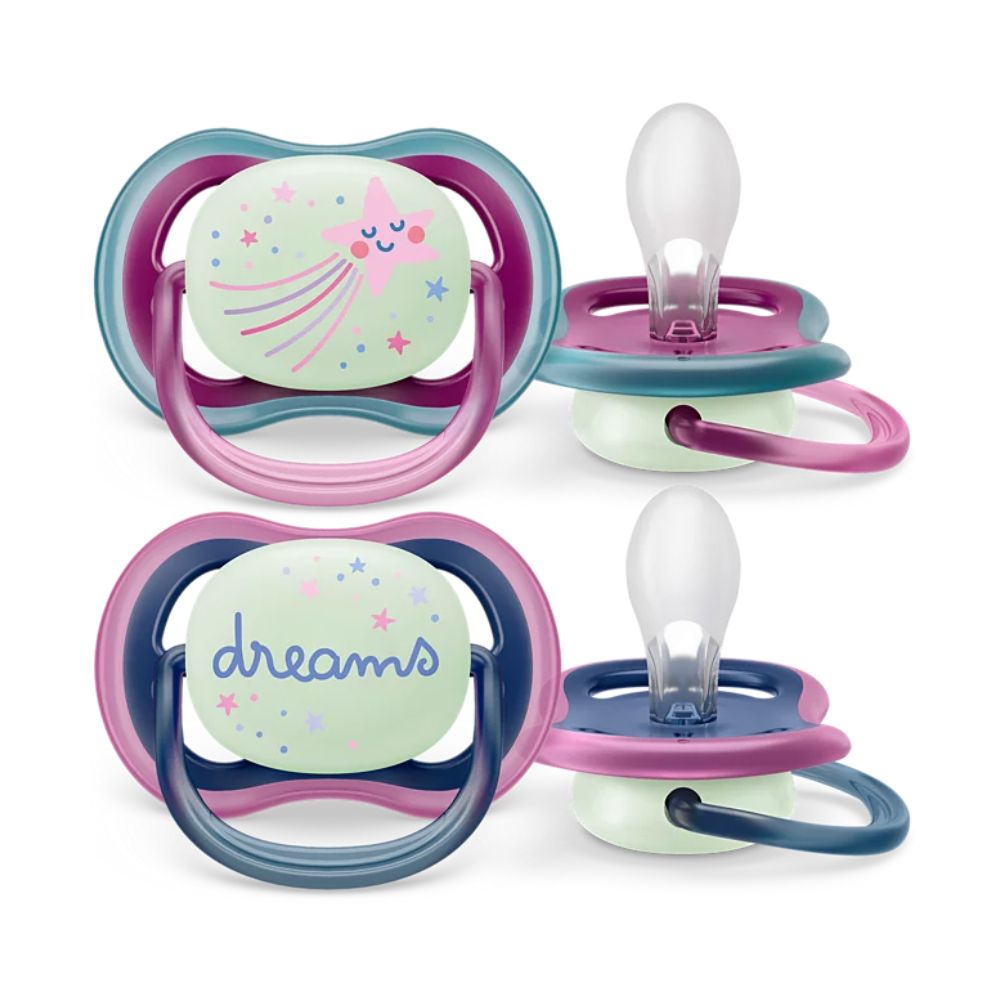 Chupetes Ultra Air Nightime Para Bebé de 6 a 18 Meses - Paquete de 2 Unidades