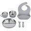 Set de Alimentación para Bebé 6 Piezas de Acero Inoxidable y Silicona con Babero, Plato, Bowl, Taza y Cubiertos – Ideal para BLW