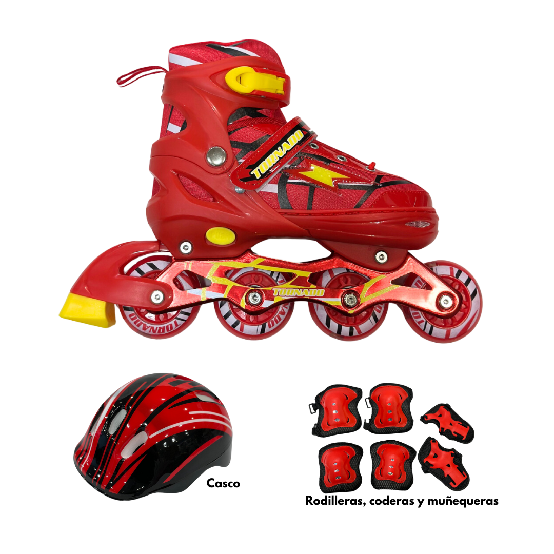 Patines Tornado en Línea (Incluyen Casco y Rodilleras)