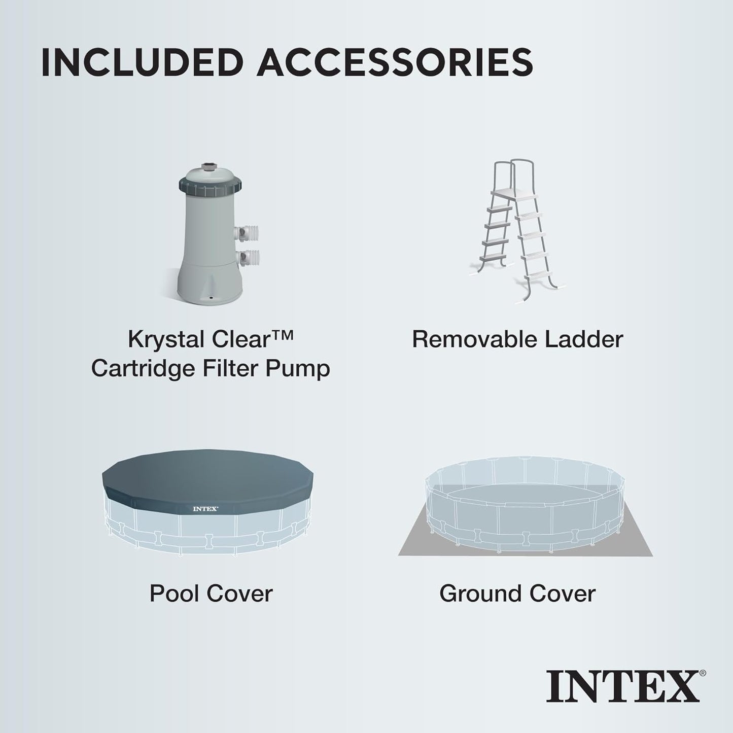 Intex 14FT x 42IN (Incluye Bomba, Filtro, Cobertor y Tapiz de Suelo)