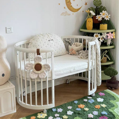 Cuna Ovalada de Madera 4 en 1 - Tamaño 126 x 74 x 83 cm