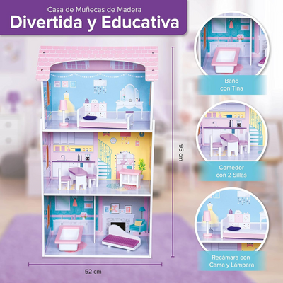 Casita de Madera Para Niñas (95cm x 52cm x 24cm)