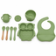 Set de Alimentación para Bebé de Silicona con Plato Búho, Bowl, Vaso, Babero y Cubiertos – Ideal para BLW