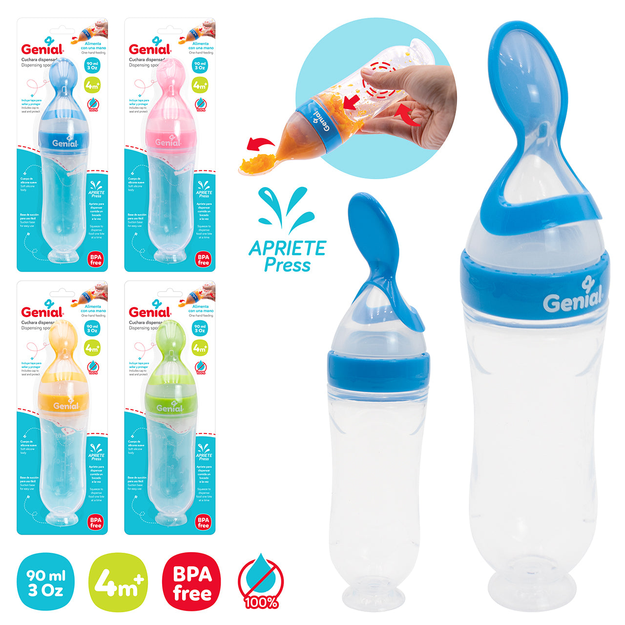 Cuchara Dispensadora De Alimentos Para Bebés - Silicona de Grado Alimenticio Libre de BPA