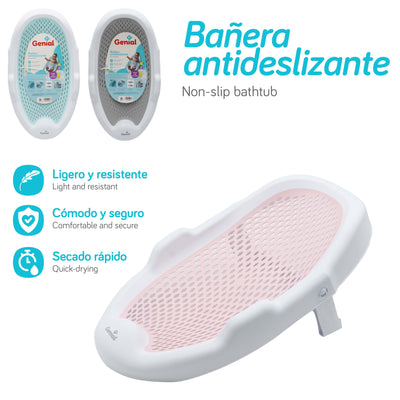 Bañera Antideslizante Genial para Bebé – Cómoda, Segura y de Secado Rápido