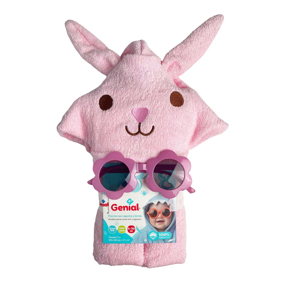TOALLA DE BAÑO CON CAPUCHA Y LENTES A JUEGO